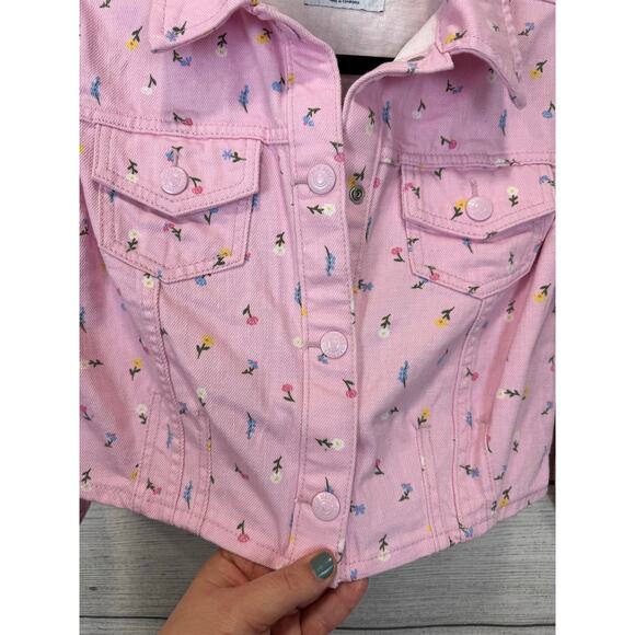 Old Navy Girl's Pink Floral Long Sleeve Jean Jacket Size Medium / 8 - Picture 4 of 9